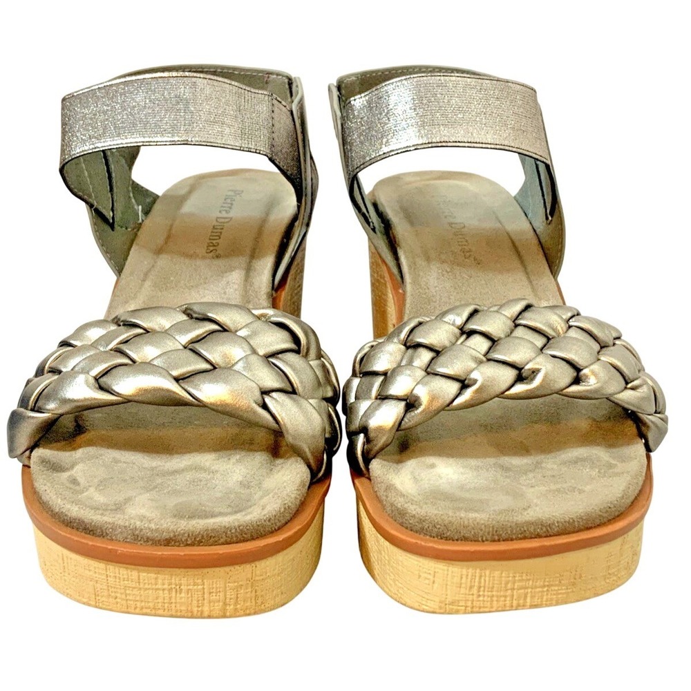 Pierre Dumas Wedge Sandals Womens 9 Metallic Gold Braided Platform